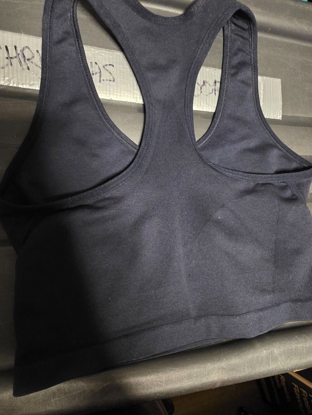 Gymshark ($70) Seamless Longline Athletic Sports Bra Navy Workout Crop Top - Picture 5 of 6